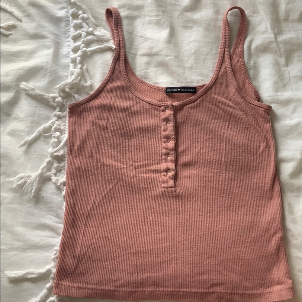 Brandy Melville pale pink button up tank